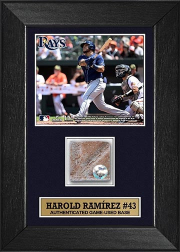 Rays Harold Ramirez Authentic Game Used Base Piece 5x7 Display