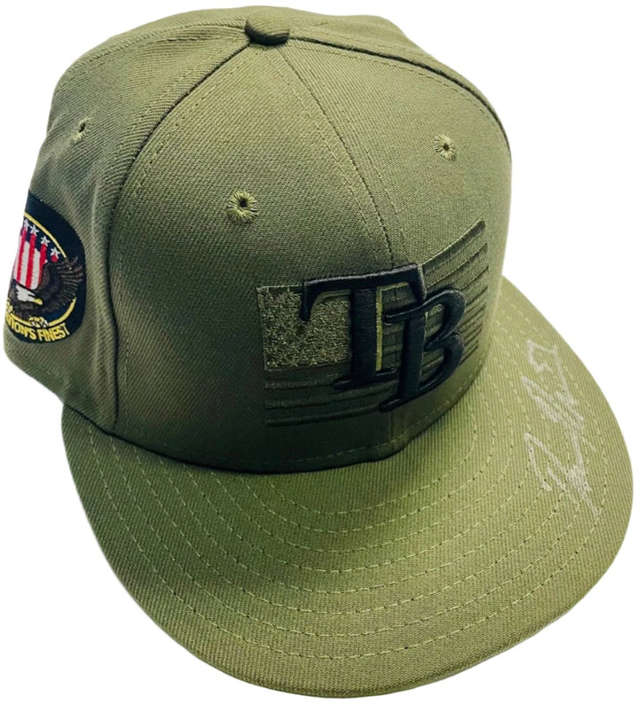 Rays Drew Rasmussen Team Issued Authentic Autographed Armed Forces Day Hat