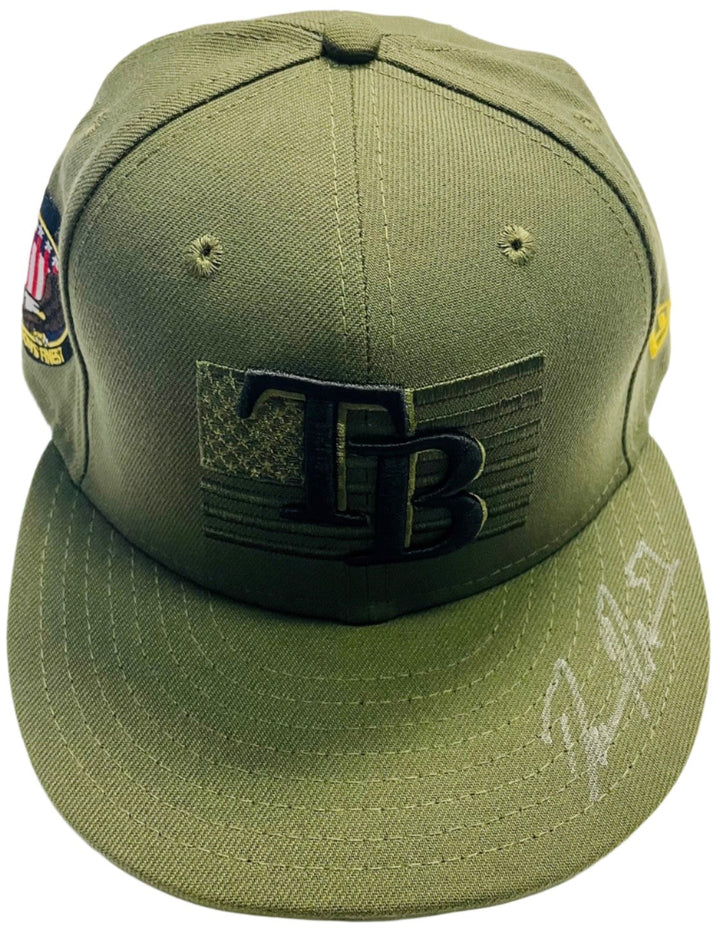Rays Drew Rasmussen Team Issued Authentic Autographed Armed Forces Day Hat