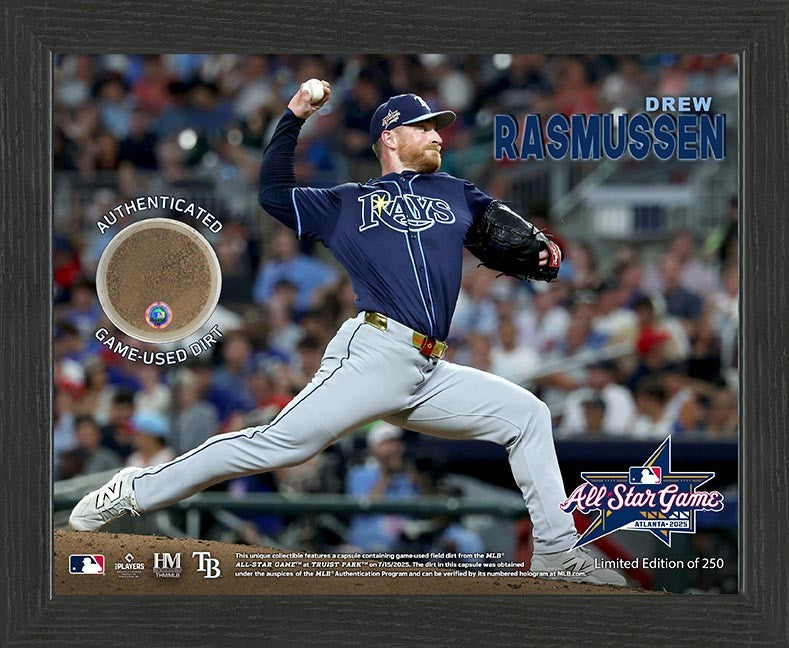 Rays Drew Rasmussen Authentic All Star Game-Used Field Dirt 9x11 Display