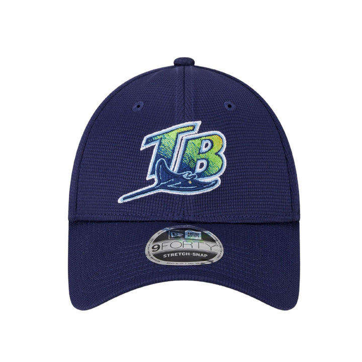 Rays New Era Navy Batting Practice On-Field 9Forty Stretch Snap Hat