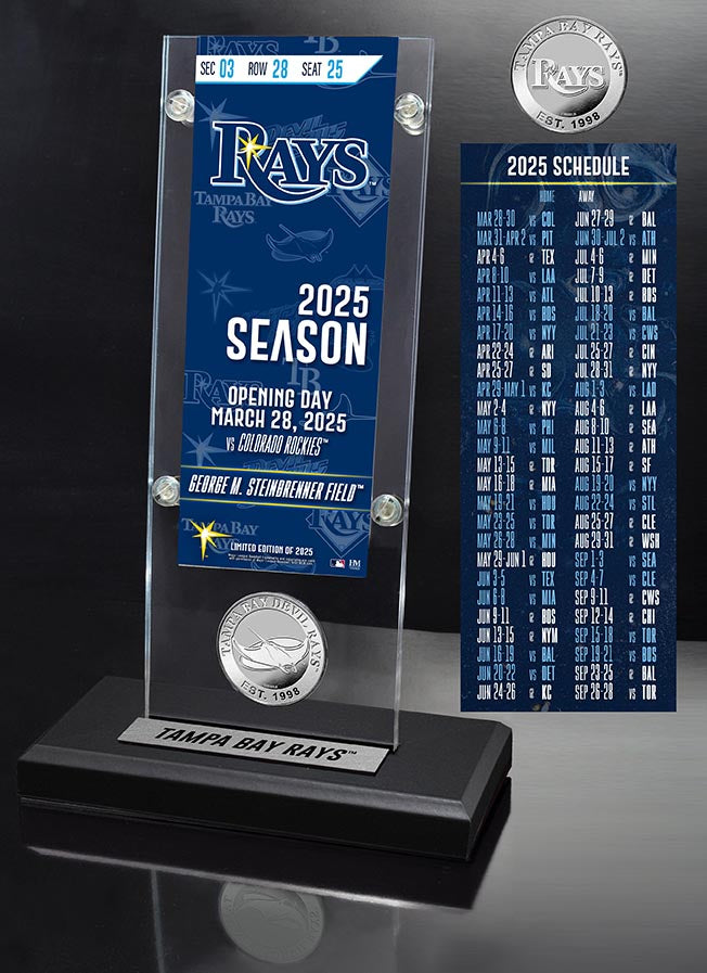 Rays 2025 Season Acrylic Schedule Ticket and Coin