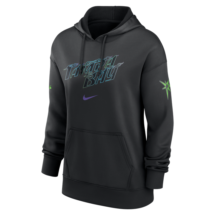Rays Women's Nike Black Authentic Collection City Connect Therma Hoodie