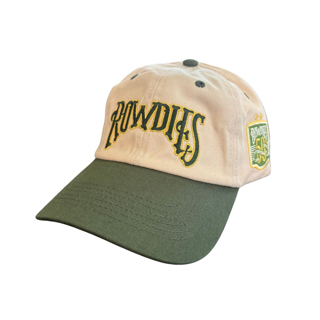 Rowdies Sport Design Sweden Tan Green 50th Anniversary Side Patch Cap