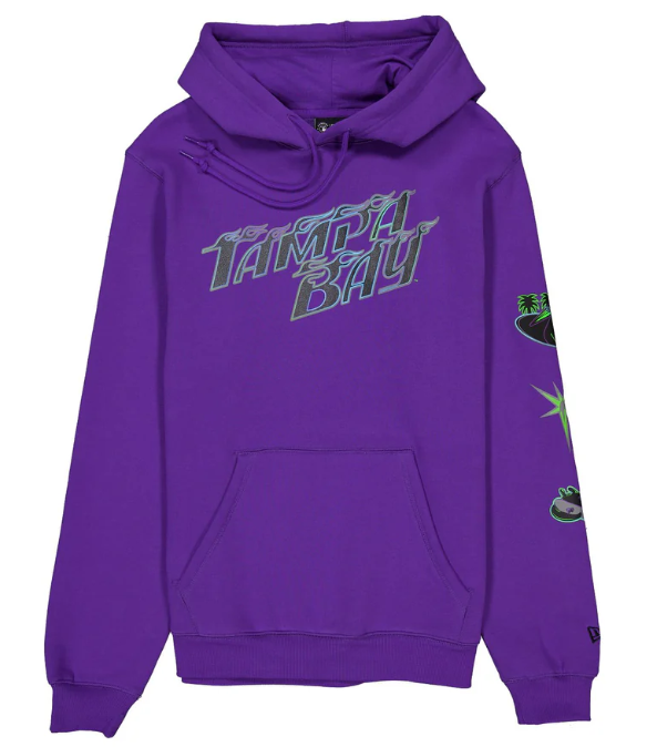 Rays Men's New Era Purple City Connect Flames Hoodie