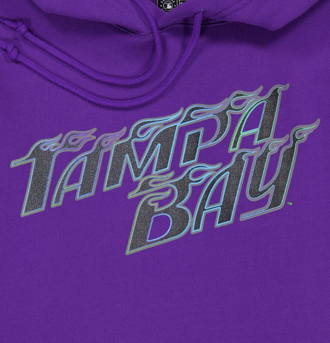 Rays Men's New Era Purple City Connect Flames Hoodie