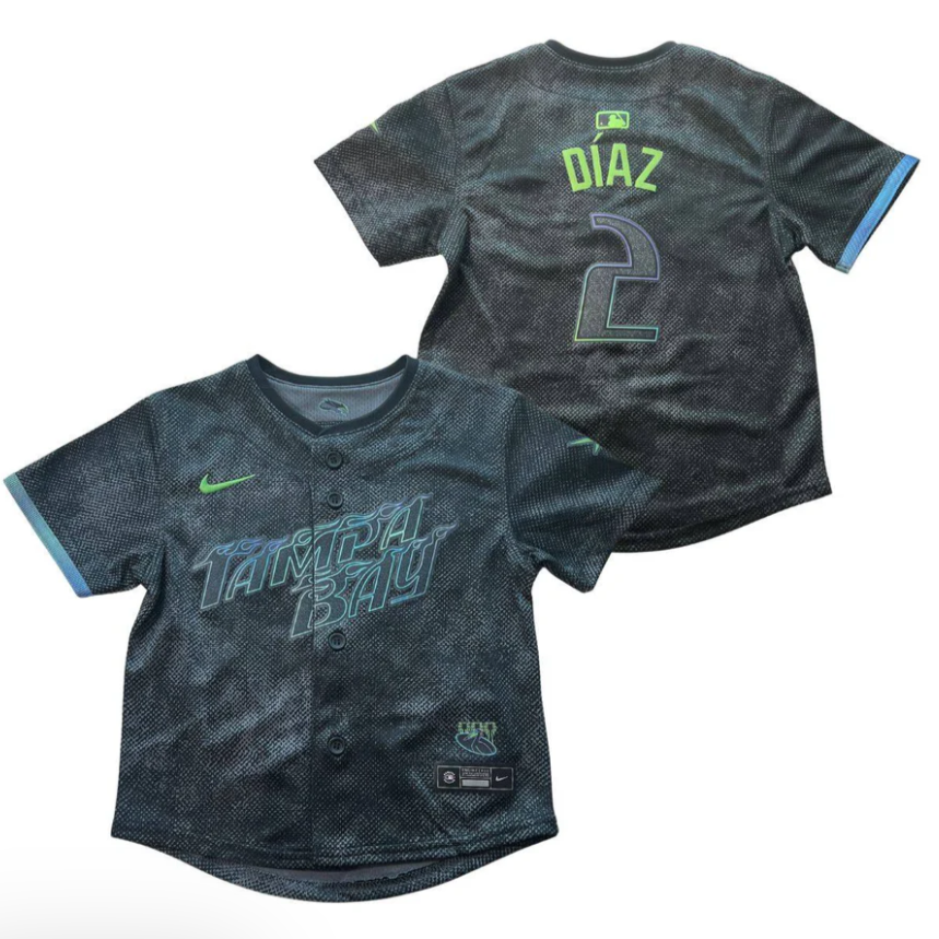 Rays Kids Nike Charcoal Grey City Connect Yandy Diaz Limited Replica Jersey