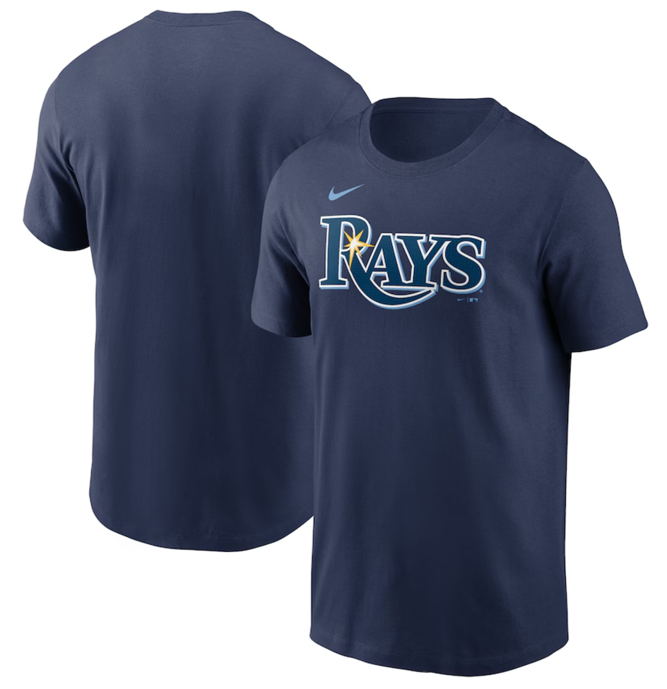 Rays Nike Youth Navy Fuse Wordmark Tee
