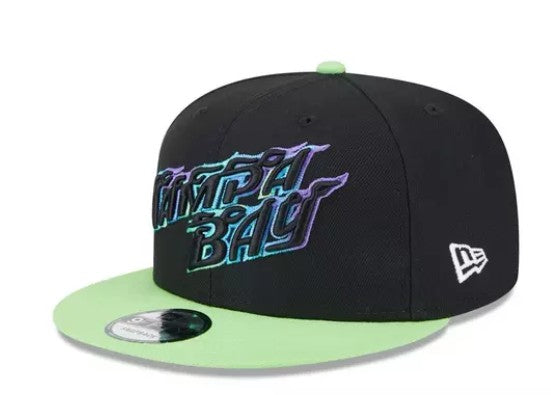 Rays New Era Black Green City Connect TB Flames 9Fifty Snapback Hat