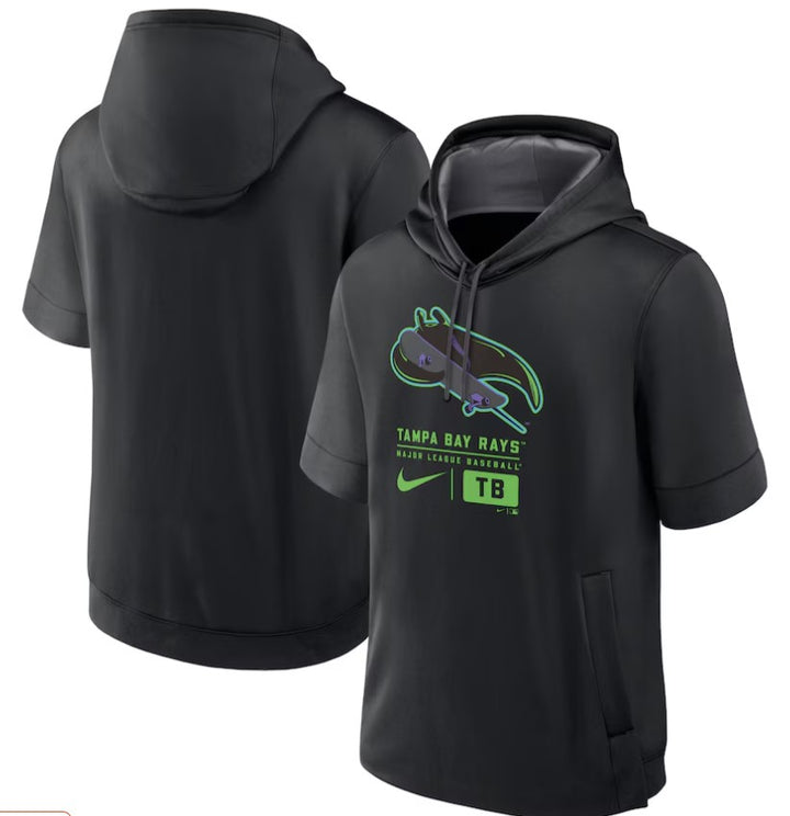 Rays Men's Nike Black City Connect Skateboard Ray Short Sleeve Pullover Hoodie