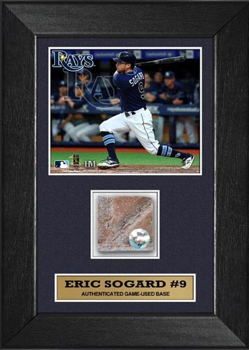 Rays Eric Sogard Authentic Game-Used Base Piece 5x7 Display