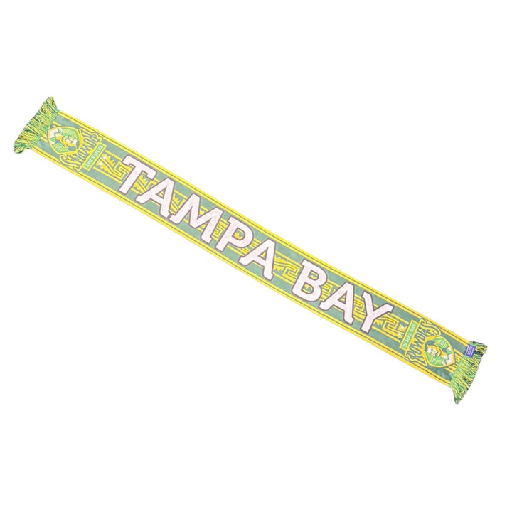 Rowdies Vamos Sugar Skull Crest Green and Yellow Dual Sided Striped Scarf