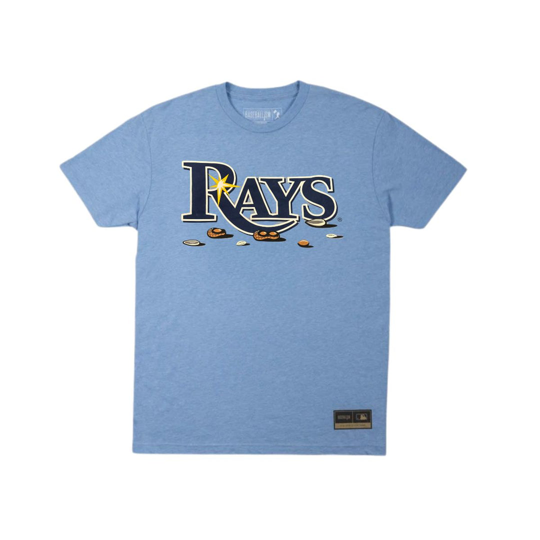 Rays Baseballism Light Blue Wordmark Peanuts T-Shirt