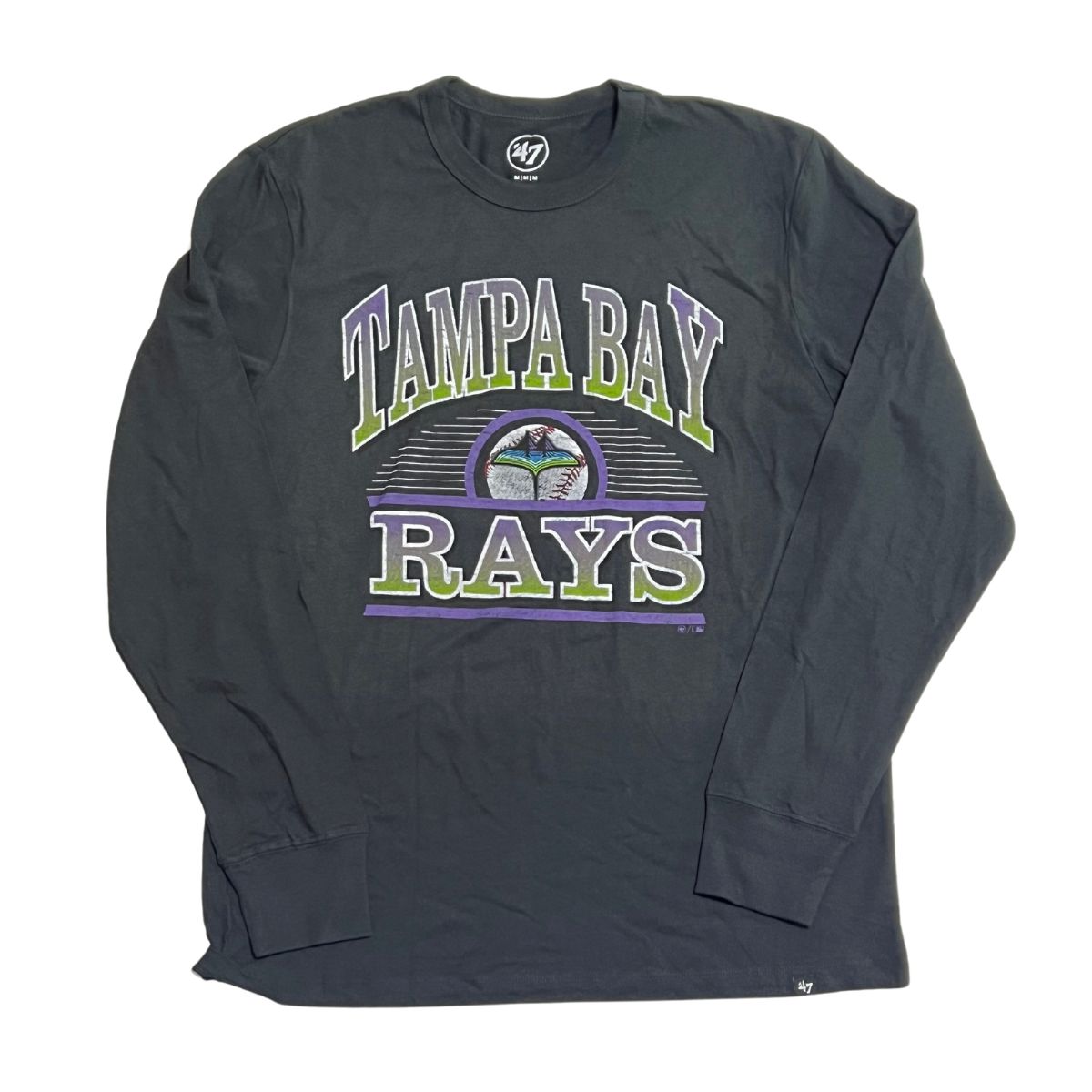 Rays Men s 47 Brand Charcoal Grey City Connect Baseball Long Sleeve T Shirt M