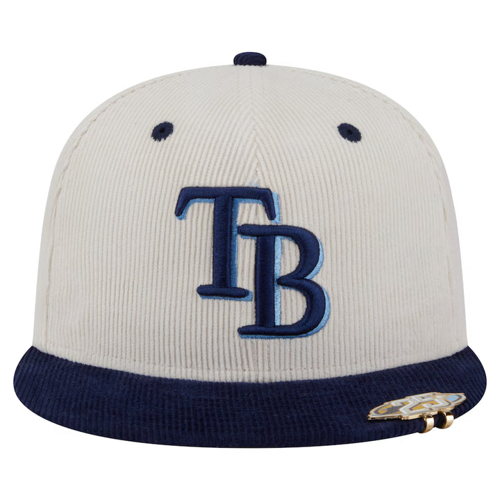 Rays New Era White Navy TB Two Tone Corduroy 59Fifty Fitted Hat