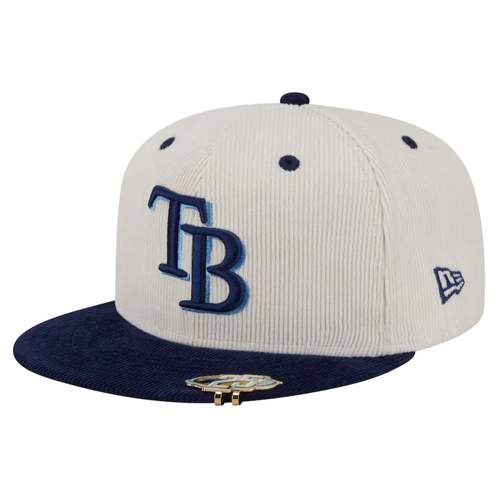 Rays New Era White Navy TB Two Tone Corduroy 59Fifty Fitted Hat