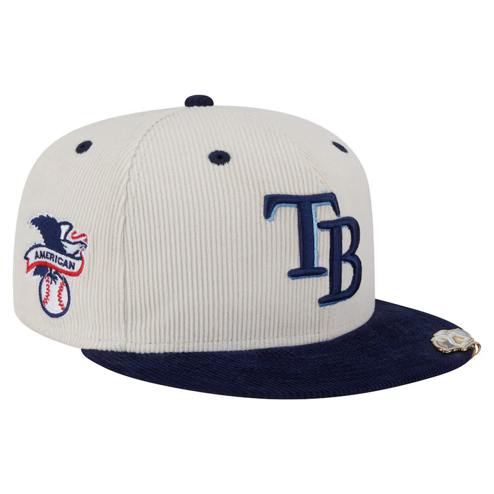 Rays New Era White Navy TB Two Tone Corduroy 59Fifty Fitted Hat