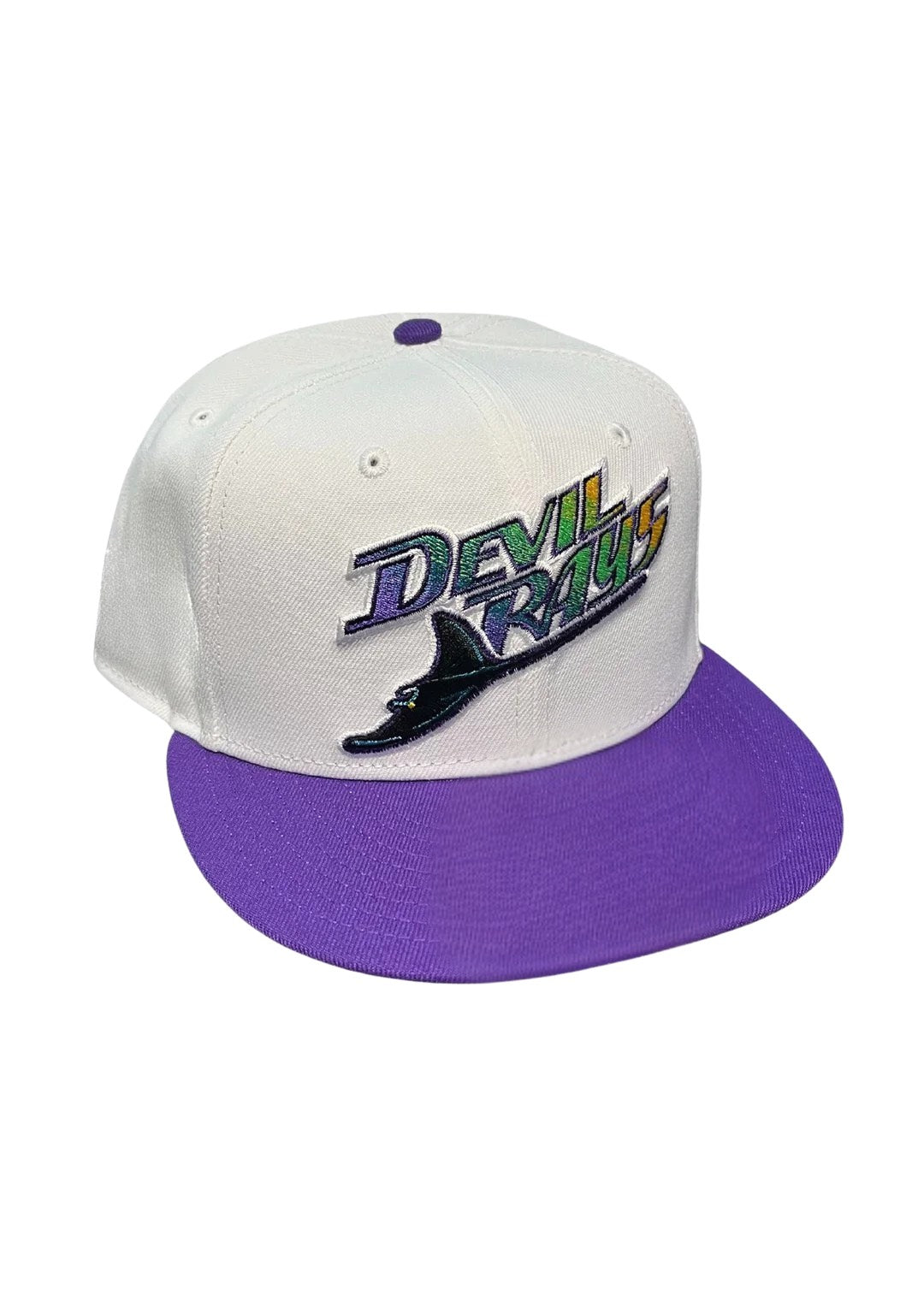 Rays New Era White Purple Devil Rays 59Fifty Fitted Hat