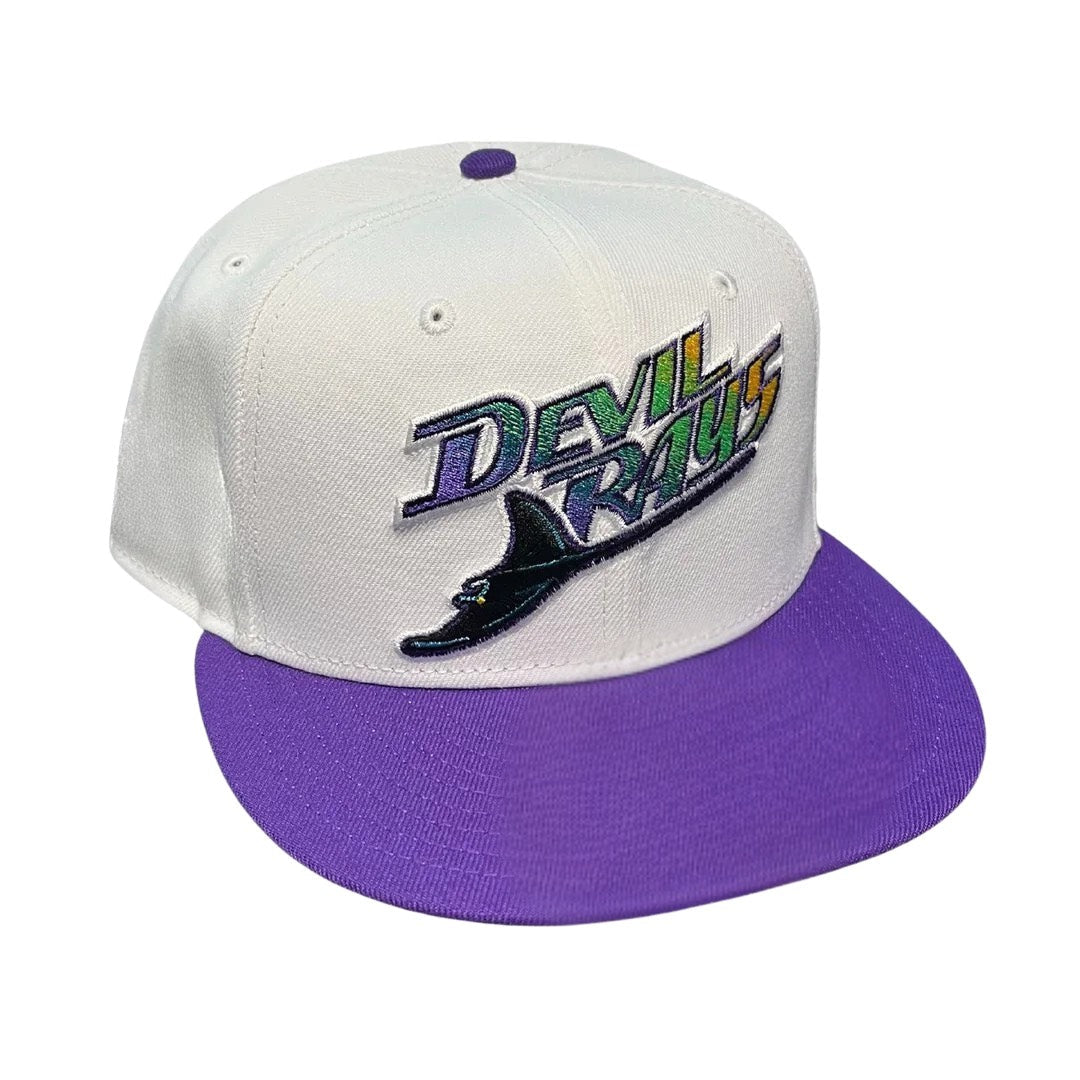 Rays New Era White Purple Devil Rays 59Fifty Fitted Hat