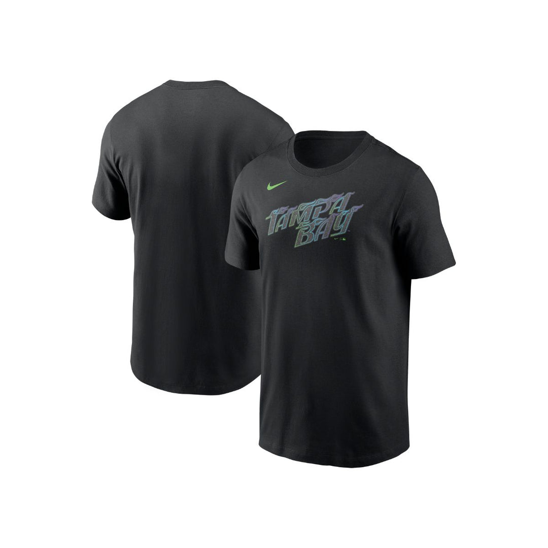 Rays Kids Nike Black Flames Wordmark City Connect T-Shirt