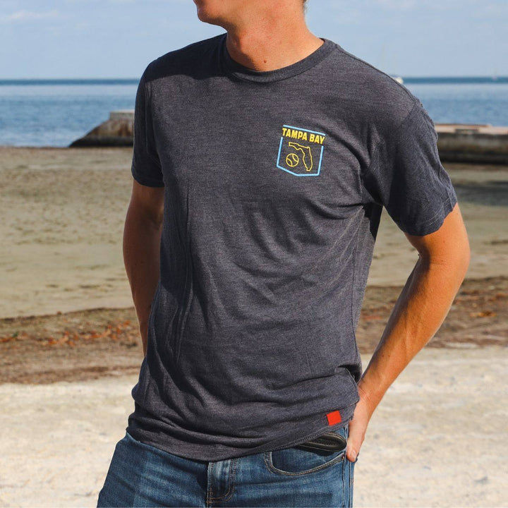 NAVY TAMPA BAY BASEBALL SKYWAY BRIDGE SPORTIQE T-SHIRT - The Bay Republic | Team Store of the Tampa Bay Rays & Rowdies