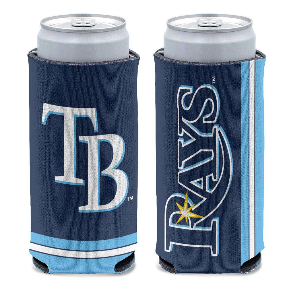 RAYS BLUE TB WORDMARK TWO SIDED SLIM CAN COOLER - The Bay Republic | Team Store of the Tampa Bay Rays & Rowdies
