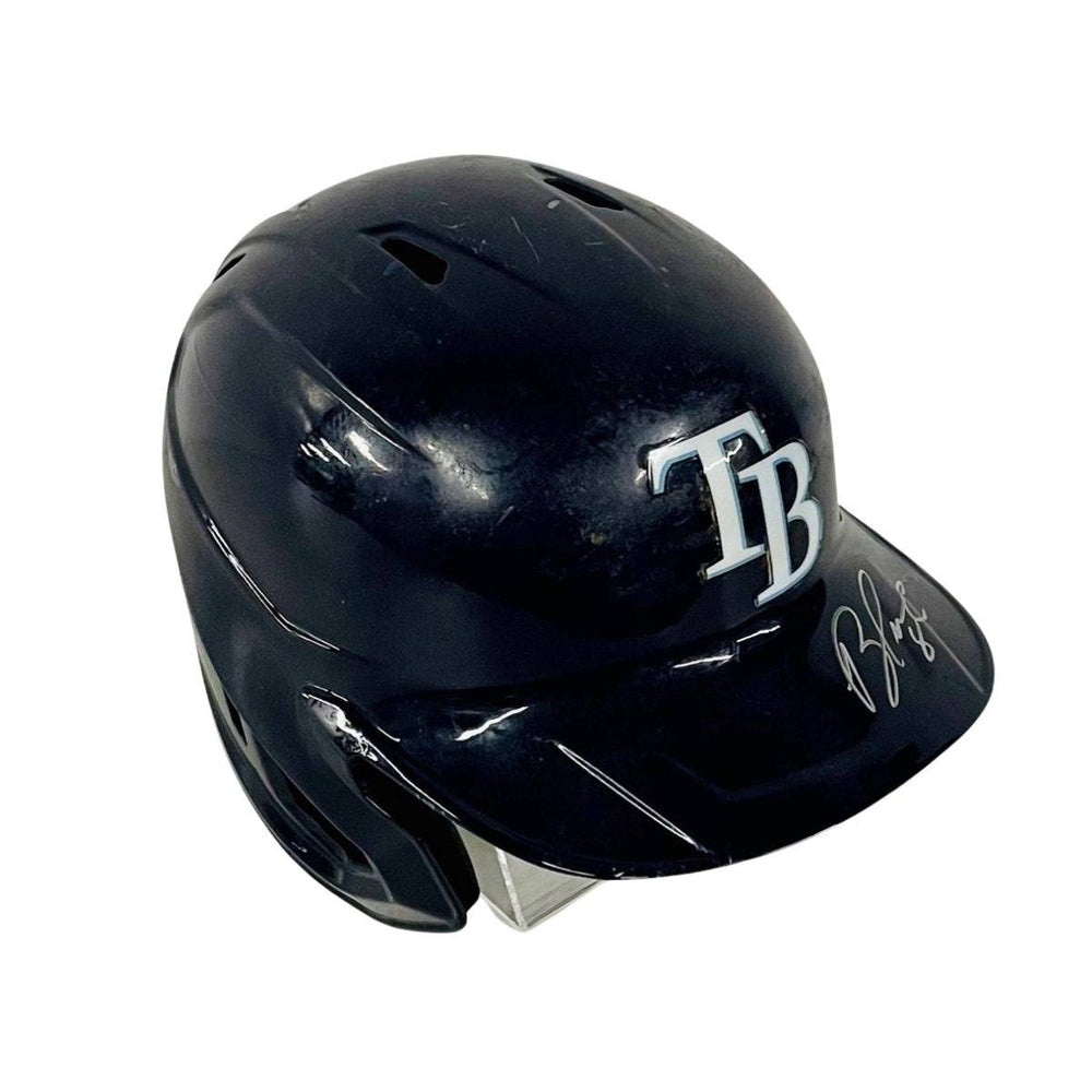 RAYS BRANDON LOWE GAME USED AUTOGRAPHED TB BATTING HELMET - The Bay Republic | Team Store of the Tampa Bay Rays & Rowdies