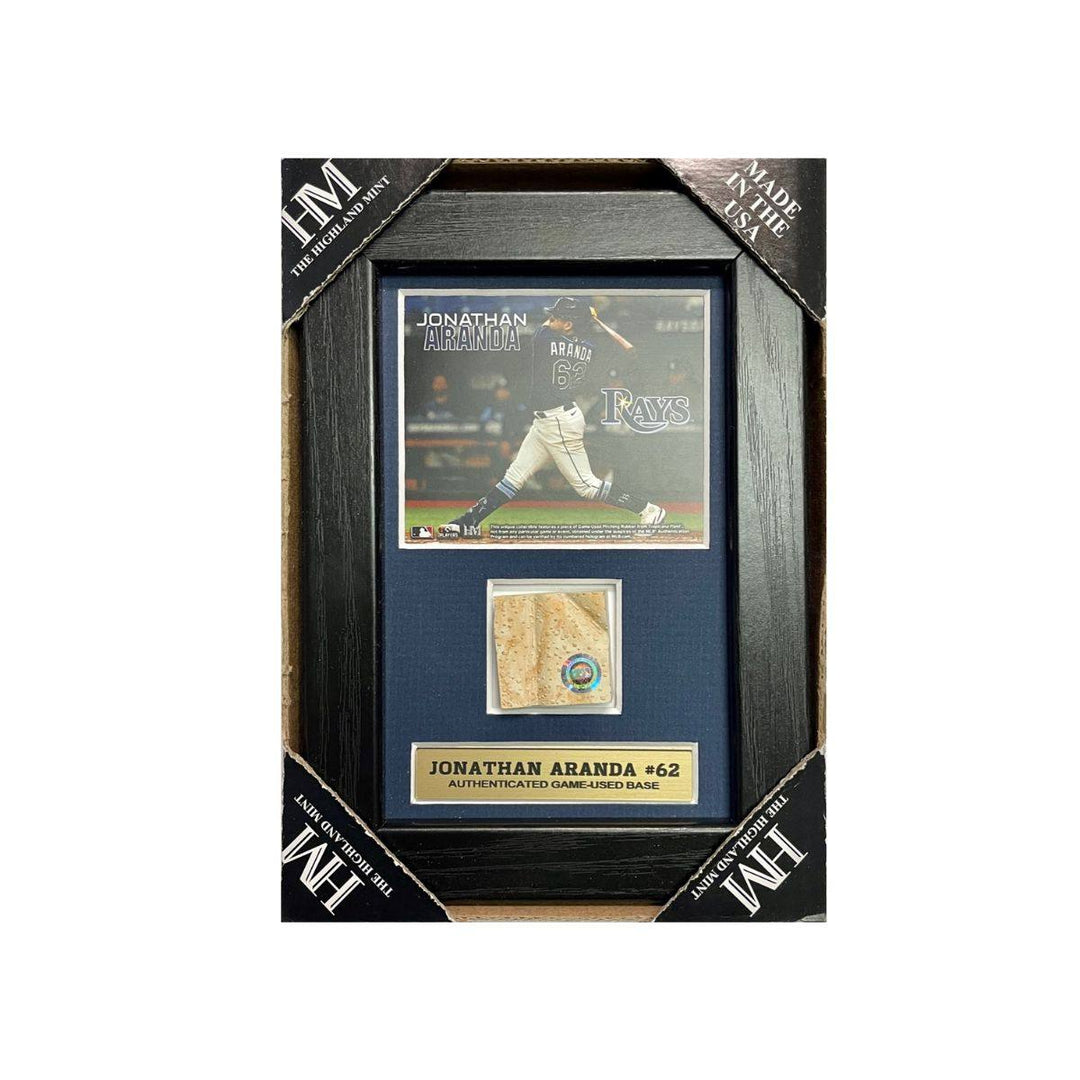 RAYS JONATHAN ARANDA AUTHENTIC GAME-USED BASE PIECE DISPLAY - The Bay Republic | Team Store of the Tampa Bay Rays & Rowdies