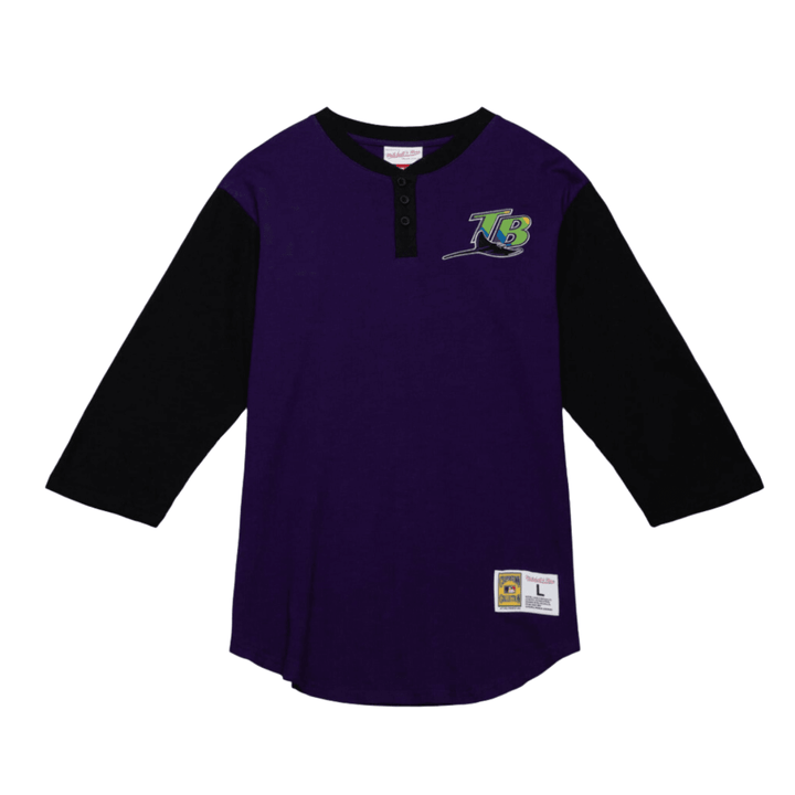 RAYS MEN'S LEGENDARY SLUB DEVIL RAYS HENLEY MITCHELL AND NESS T-SHIRT - The Bay Republic | Team Store of the Tampa Bay Rays & Rowdies