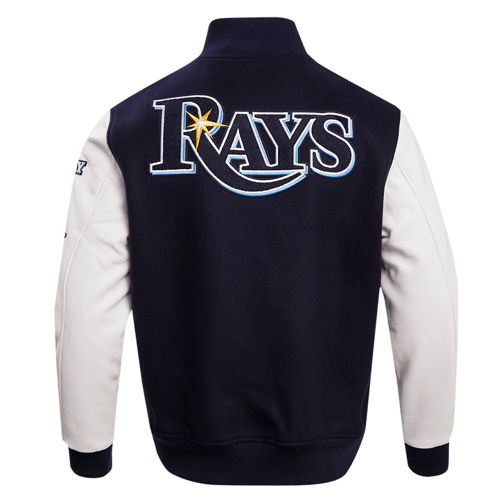 RAYS MEN'S NAVY RFC PROMAX WOOL VARSITY LETTERMAN JACKET - The Bay Republic | Team Store of the Tampa Bay Rays & Rowdies