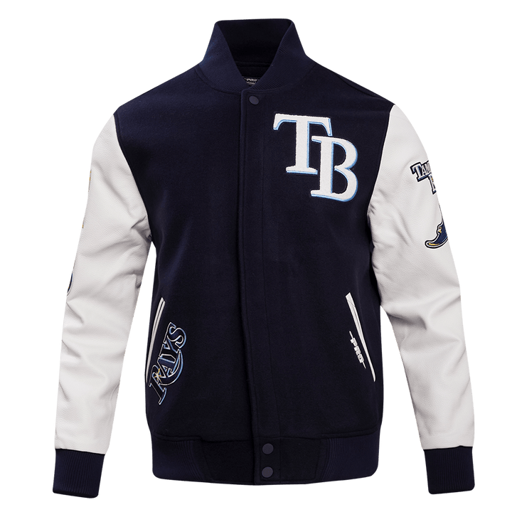 RAYS MEN'S NAVY RFC PROMAX WOOL VARSITY LETTERMAN JACKET - The Bay Republic | Team Store of the Tampa Bay Rays & Rowdies