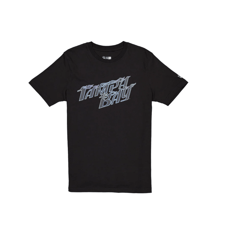 Rays Men's New Era Black City Connect Flames Wordmark T-Shirt - The Bay Republic | Team Store of the Tampa Bay Rays & Rowdies