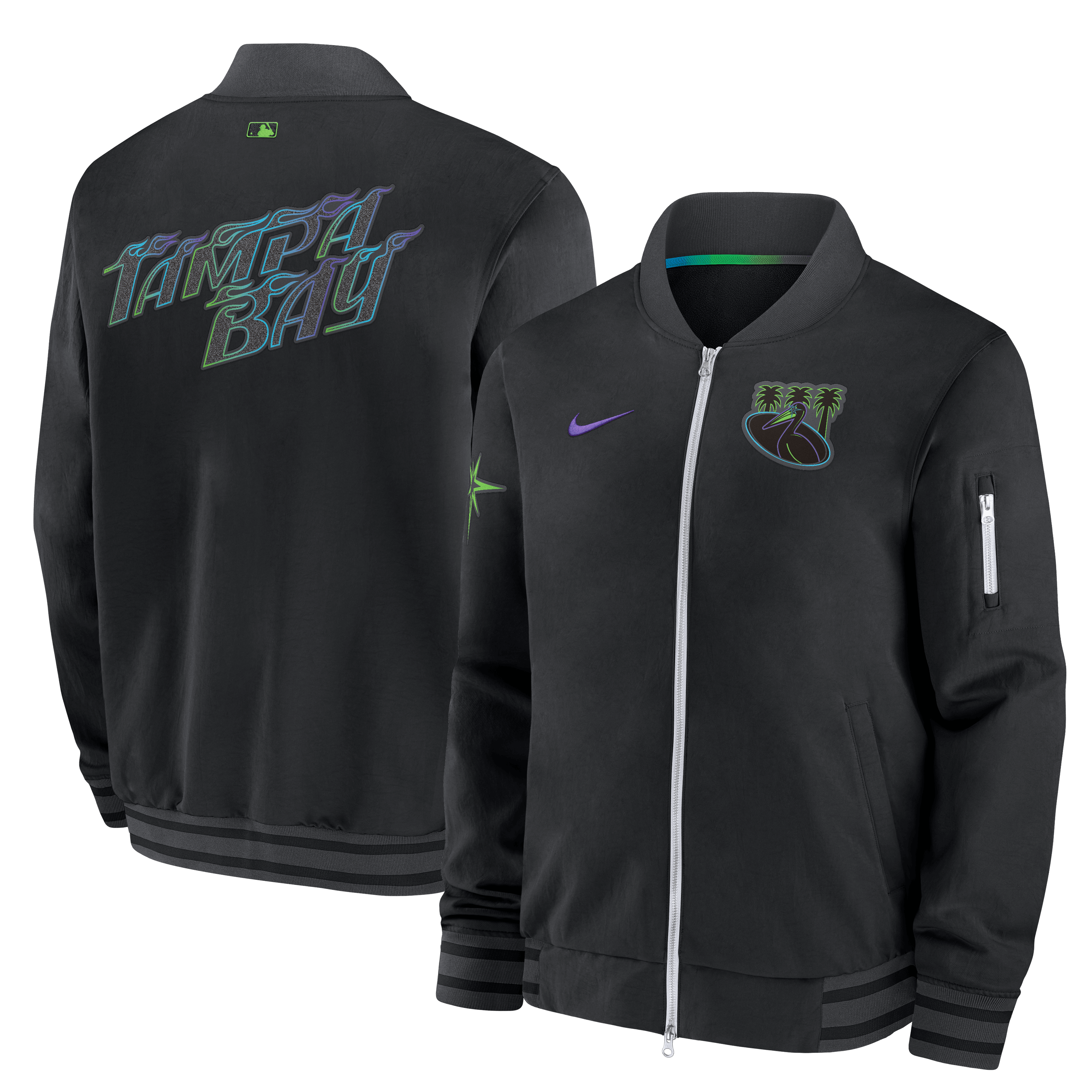 Tampa Bay Rays Men's Nike Black City Connect Bomber Jacket