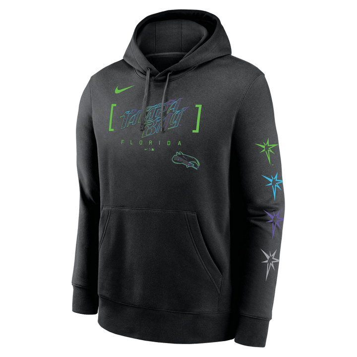 Rays Men's Nike Black City Connect Tampa Bay Florida Burst Sleeve Fleece Hoodie - The Bay Republic | Team Store of the Tampa Bay Rays & Rowdies