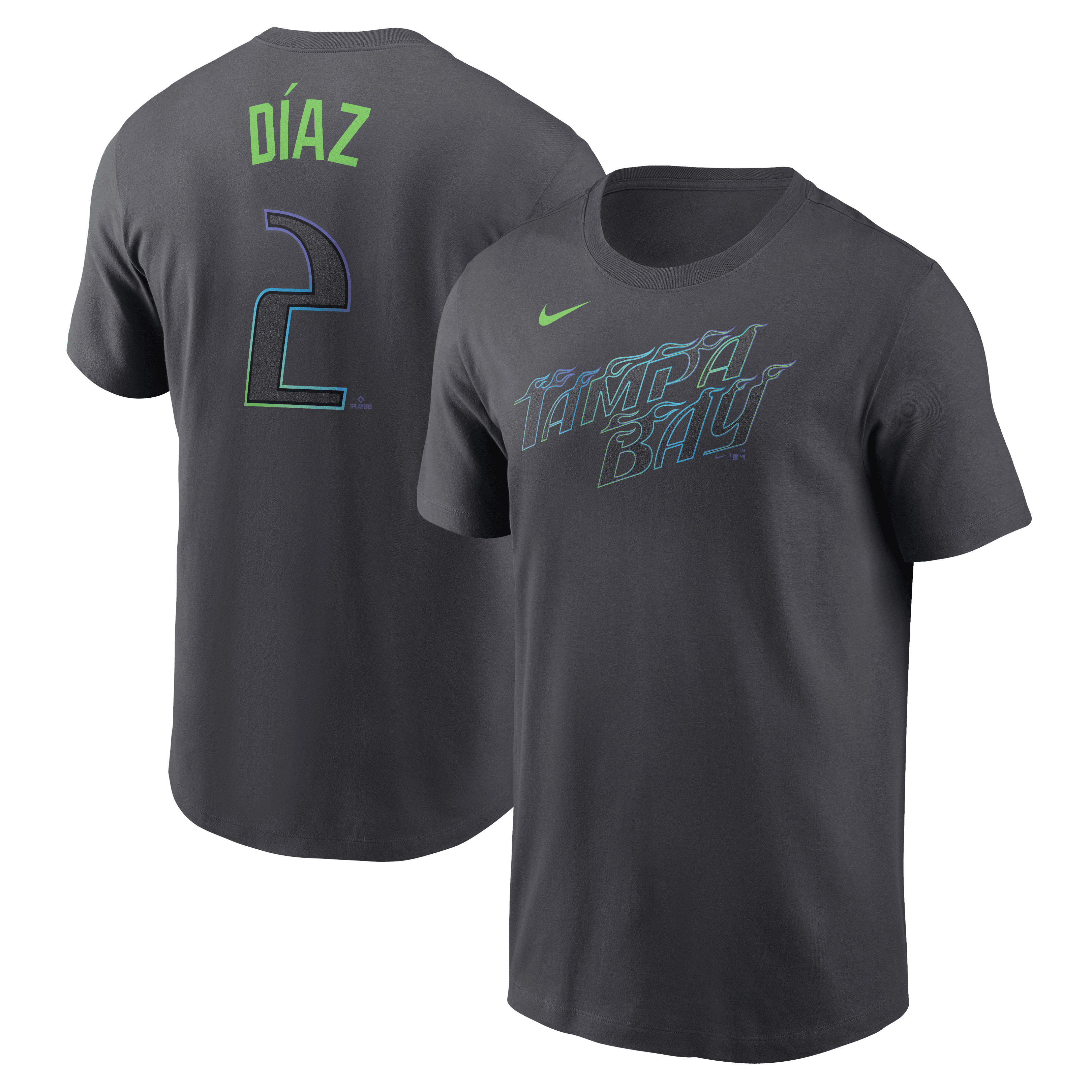 タンパベイ・レイズ　シティコネクト Tシャツ Rays Men's Nike Charcoal Grey City Connect Yandy Diaz Player Tee