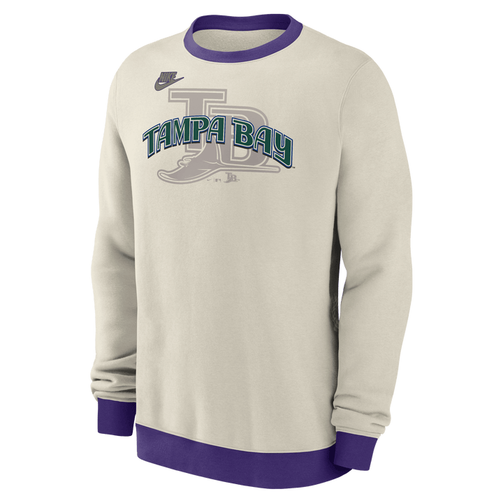 Rays Men's Nike Tan Purple Devil Rays Coop Crewneck Sweatshirt - The Bay Republic | Team Store of the Tampa Bay Rays & Rowdies