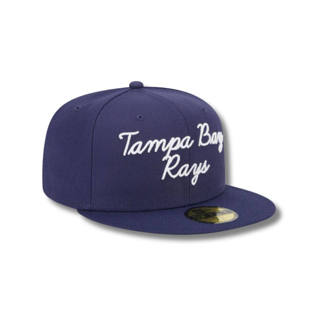 RAYS NAVY FAIRWAY SCRIPT TB 59FIFTY NEW ERA FITTED HAT - The Bay Republic | Team Store of the Tampa Bay Rays & Rowdies