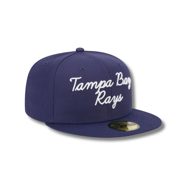 RAYS NAVY FAIRWAY SCRIPT TB 59FIFTY NEW ERA FITTED HAT - The Bay Republic | Team Store of the Tampa Bay Rays & Rowdies