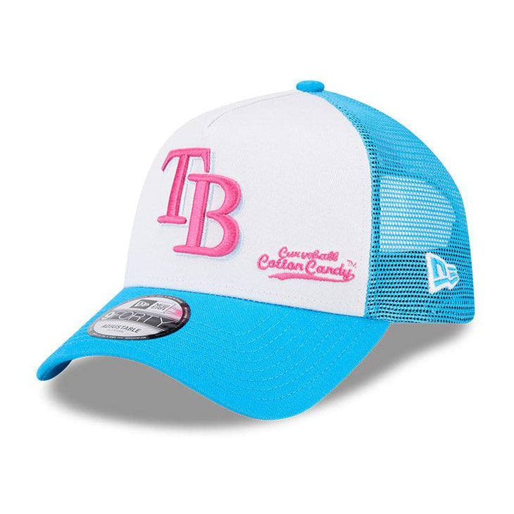 Rays New Era White Blue Big League Chew Cotton Candy 9Forty Snapback Trucker Hat - The Bay Republic | Team Store of the Tampa Bay Rays & Rowdies