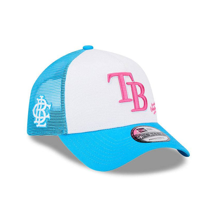 Rays New Era White Blue Big League Chew Cotton Candy 9Forty Snapback Trucker Hat - The Bay Republic | Team Store of the Tampa Bay Rays & Rowdies