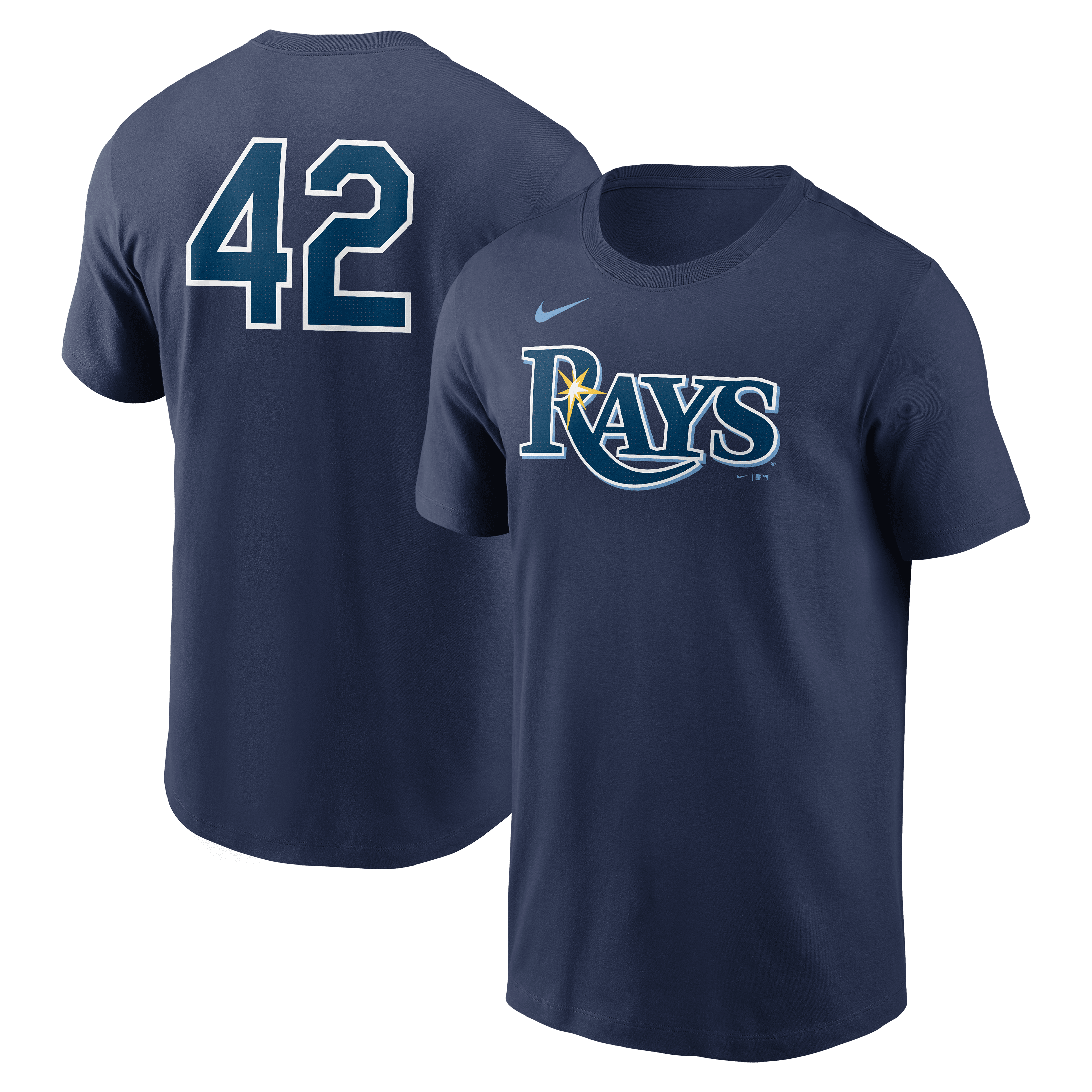 【未使用タグ付】NIKE Tampa Bay Rays ユニフォーム Tampa Bay Rays Nike Navy Jackie Robinson #42 T-Shirt from Nike