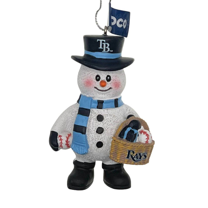 RAYS SNOWMAN WITH BASKET HOLIDAY ORNAMENT - The Bay Republic | Team Store of the Tampa Bay Rays & Rowdies