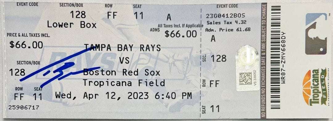 Rays Taj Bradley Autographed MLB Debut Game Ticket - The Bay Republic | Team Store of the Tampa Bay Rays & Rowdies