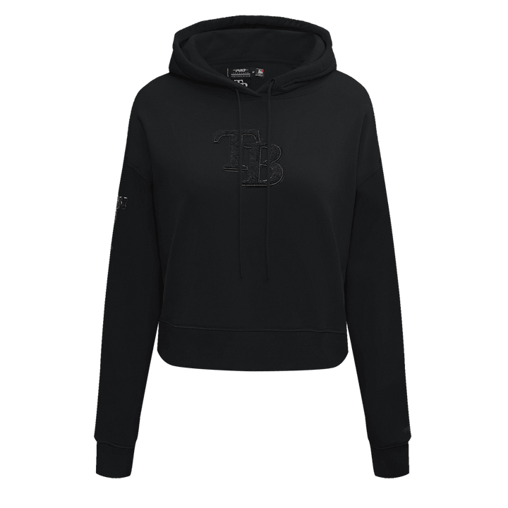 RAYS WOMEN'S BLACK ON BLACK TB RFC PROMAX CROP HOODIE - The Bay Republic | Team Store of the Tampa Bay Rays & Rowdies