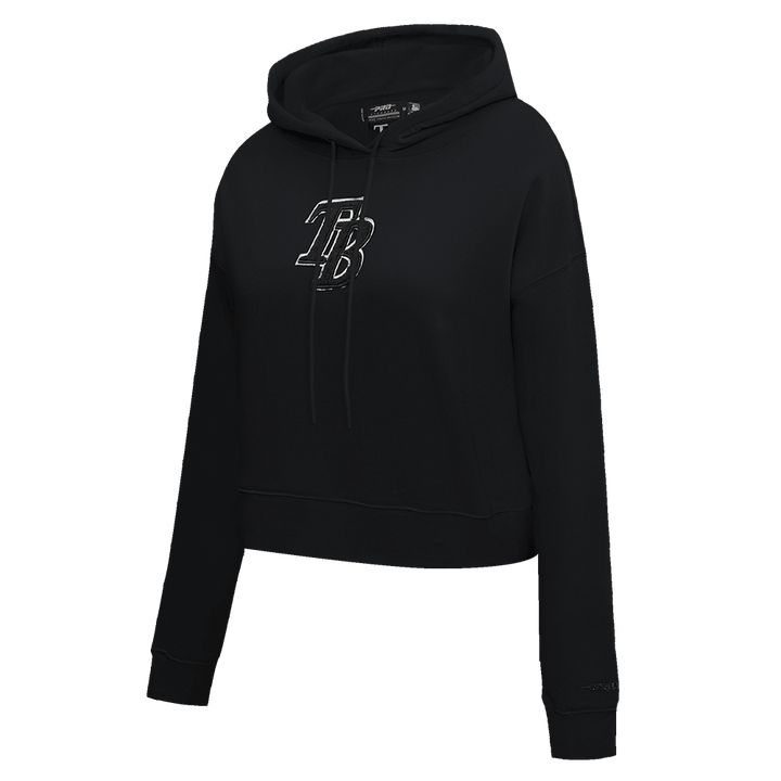 RAYS WOMEN'S BLACK ON BLACK TB RFC PROMAX CROP HOODIE - The Bay Republic | Team Store of the Tampa Bay Rays & Rowdies