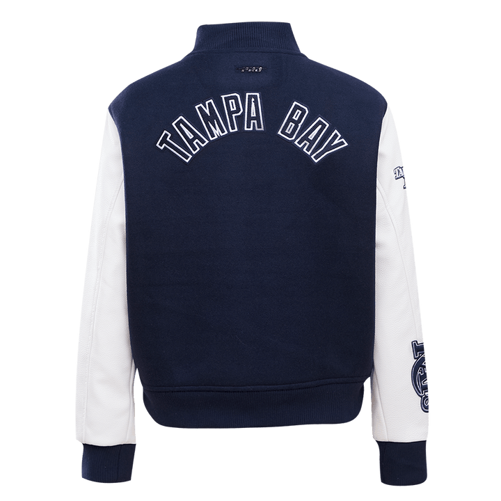 RAYS WOMEN'S NAVY RFC PROMAX VARSITY LETTERMAN JACKET - The Bay Republic | Team Store of the Tampa Bay Rays & Rowdies