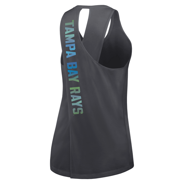 Rays Women's Nike Charcoal Grey City Connect Skateboard Tampa Bay Dri Fit Cross Tank Top - The Bay Republic | Team Store of the Tampa Bay Rays & Rowdies