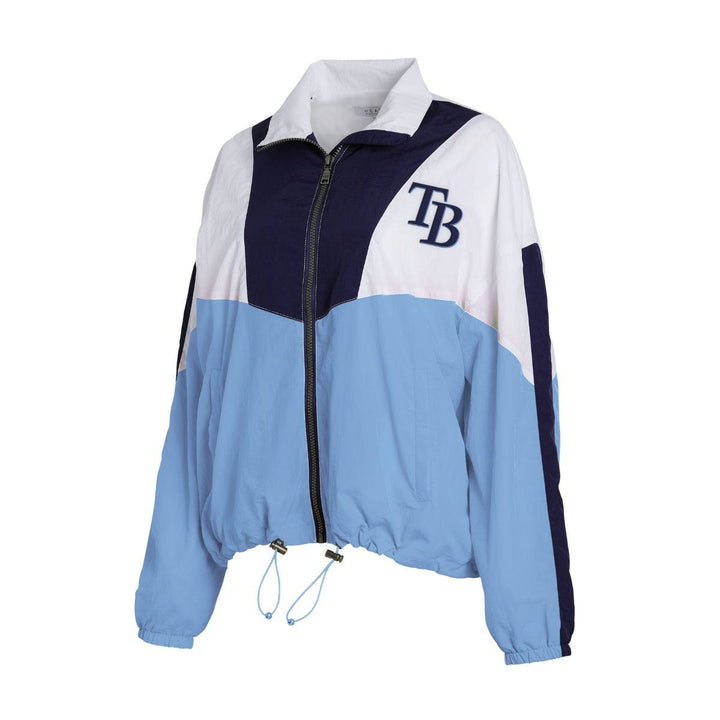 Rays Women's WEAR by Erin Andrews Blue Colorblock Full-Zip Windbreaker Jacket - The Bay Republic | Team Store of the Tampa Bay Rays & Rowdies