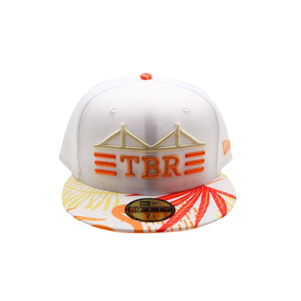 ROWDIES ORANGE TROPICAL FLORAL TBR BRIDGE NEW ERA 59FIFTY FITTED HAT - The Bay Republic | Team Store of the Tampa Bay Rays & Rowdies