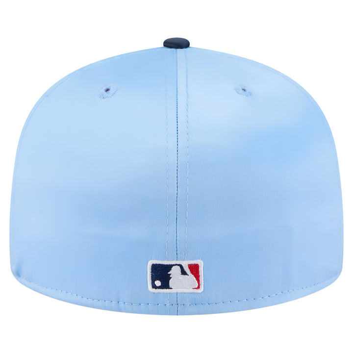 Rays New Era Sky Blue Navy Satin 59Fifty Fitted Hat